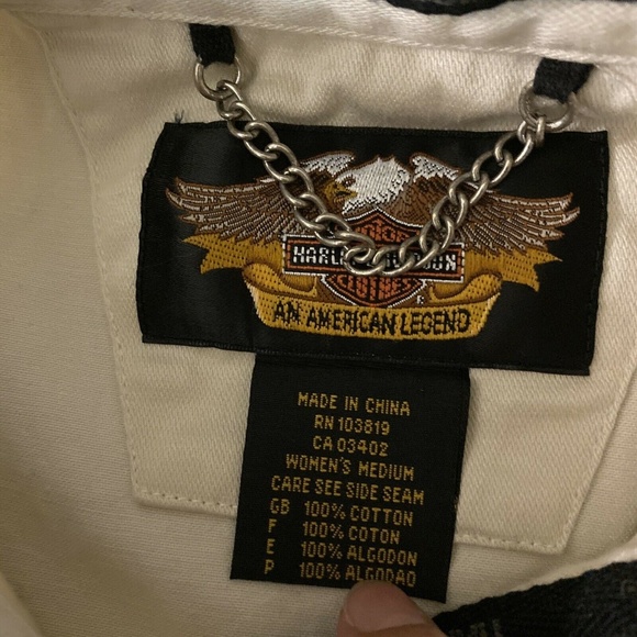 Harley Davidson Button Down Cropped Thick Shirt - Picture 4 of 4